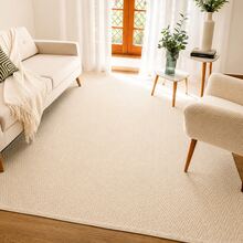 Tapete Grande Sala Quarto 2,00 x 2,50m 100% Algodão Natural Artesanal de Tear Cru Creme Geométrico Antiderrapante Lavável - Bege - Visão 2