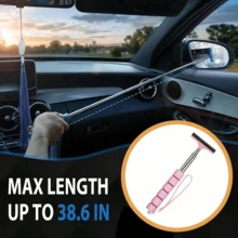 1pc Multifunctional Car Rearview Mirror Extendable Windshield Wiper Squeegee, Windshield Cleaning Brush, Extends Up To 98cm - Multicolor - View 7