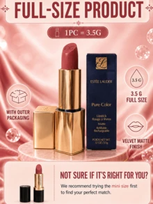 Estée Lauder 雅詩蘭黛 Pure Color 霧面唇膏 #402，正裝 3.5g，試用裝 2.8g，持久顯色，輕盈絲絨觸感，保濕霧面，易上妝，適合初學者 - 緞光#420 - 查看 6
