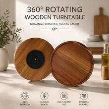 360° Rotating Kitchen Spice Rack, Kitchen Storage And Organization, Kitchen Accessories, Round Turntable, Wooden Tray, Spice Container, Kitchen Storage Utensils, Kitchen Decor, Turntable, Rotating Wooden Tray, Suitable For Kitchen Cabinets And Storage Cabinets, Housewarming Gift, New Year, Graduation, Birthday Gift - Camel - View 8