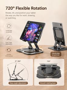 Dudukan Meja untuk Tablet dan Smartphone dengan Alas Berputar 360°, Desain Berongga, dan Alas Lebar yang Stabil; Memberikan Genggaman yang Aman, Cocok untuk Berbagai Tablet dan Ponsel, Dilengkapi Kemampuan Pemasangan Multifungsi dan Penyesuaian Sudut Multiguna - beraneka warna - View 4