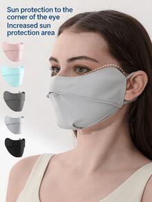 1pc New Ice Silk Cool UV Protection Face Mask, Breathable Half-Face Eye Corner Sun Protection Mask, Lightweight Sun Protection Headgear, Suitable For Daily, Cycling, Driving And All Summer Outdoor Scenarios - Multiple Colors and Styles - View 2