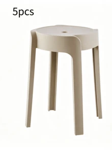 1 Piece, 5 Pieces Integrally Molded Plastic Round Stools, Multiple Colors Available, Hollow Round Seat With Anti-Slip Stool Legs, Stackable For Space-Saving Storage, Simple Tall Stools For Adults, Suitable For Dining Rooms, Living Rooms And Bathrooms - Multicolor - View 16