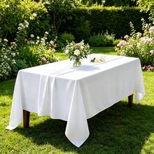 1pc White Tablecloth, Dining Tablecloth, Party Tablecloth, Solid Color Banquet Wedding Tablecloth, Living Room Tablecloth, Ceremonial Tablecloth, Celebration Tablecloth - White - View 1