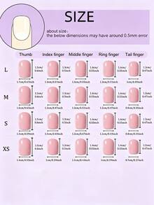10pcs Square Handmade Fake Nails, Minimalist Style, Pink Base, Gold & White French Tip, 3D Flower Carving, Suitable For Girls And Women Daily, Vacation, School, Wedding Decoration, Includes Jelly Glue And Nail File Handmade Press On Nails - Pink - View 5