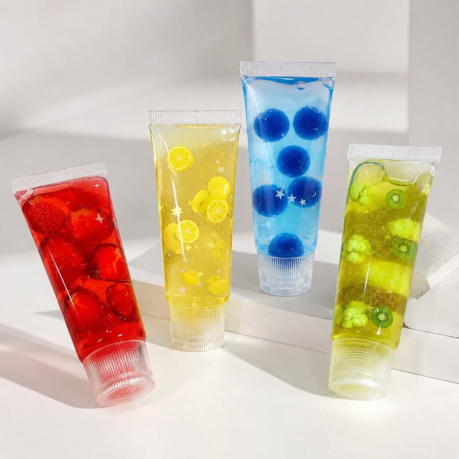 1個 4色水果牙膏管擠壓玩具，減壓透明擠壓球，材質無味，觸感柔軟 Q 彈，便攜式課堂減壓玩具，生日禮物、理想驚喜禮物、節日禮物