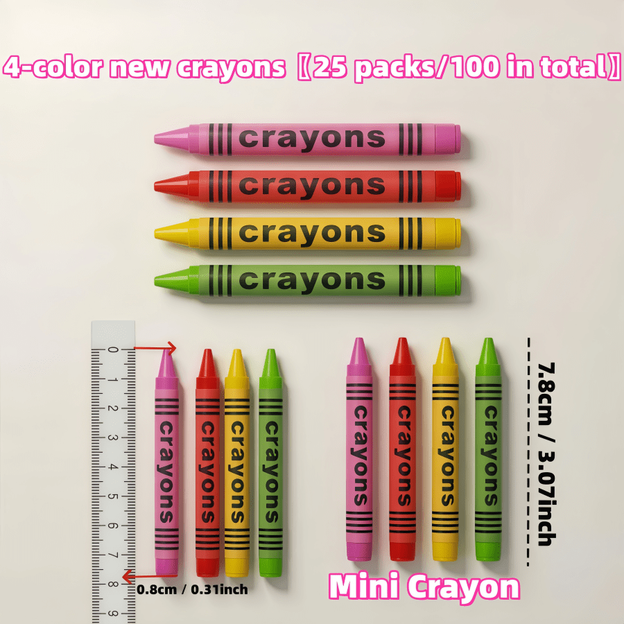 Mini Crayons Large Capacity Pack, Doodle Oil Pastel Sticks, Children's Art Supplies, Party Gifts, Teacher Supplies, Back To School, Travel Crayons, Christmas Style, Multiple Sizes Available, 3.07 Inches X 0.315 Inches