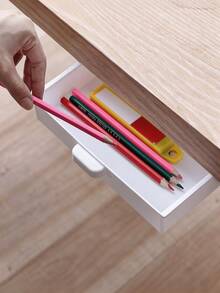 1pc No-Drill Self-Adhesive Drawer Storage Box, Hidden Under-Desk Stationery Organizer, Easy Install Durable Space-Saving Multipurpose Cabinet Sorting Bin For Home Office Kitchen Desk Daily Use,Back To School Season - Multiple Colors and Styles - View 11
