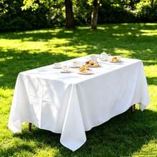 1pc White Tablecloth, Dining Tablecloth, Party Tablecloth, Solid Color Banquet Wedding Tablecloth, Living Room Tablecloth, Ceremonial Tablecloth, Celebration Tablecloth - White - View 5