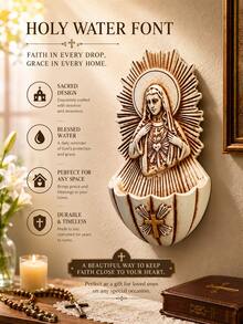 Elegant Wall-Mounted Decorative Resin Holy Water Basin, Suitable For Church, Home, And Room Decoration. - Multicolor - View 3