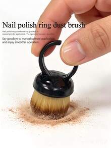 Adjustable Finger Ring Nail Dust Brush, Soft Gradient Bristle Nail Powder Cleaning Brush, Portable Nail Tool For Removing Nail Debris, Comfortable Finger Ring Design Nail Powder Application Brush, Professional Salon DIY Nail Supplies - Multicolor - View 4