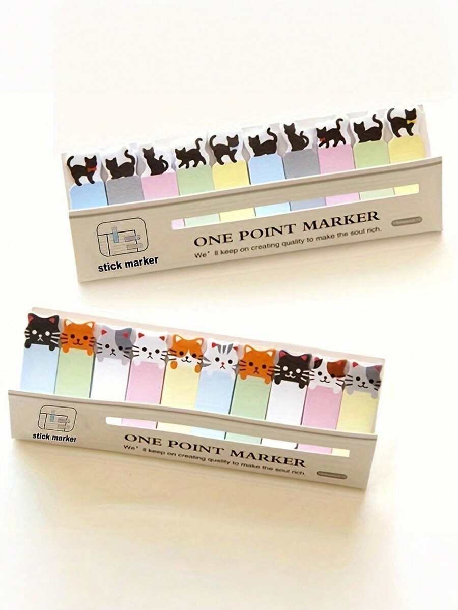 150 Sheets/Pack, Cute Cat-Themed Sticky Note Set-A Must-Have For Bookmarks And Memos, An Office Essential Back To School - one-size - View 1