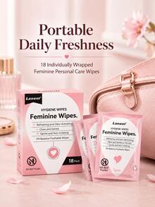 18PCS Feminine Personal Care Wet Wipes, Individually Wrapped Portable Cleansing Wipes For Women, Pocket Size Refreshing Cloths For Daily Bathroom Use, Period Days, Travel Essentials, Office, Gym, Outdoor, Purse & On-The-Go Hygiene - 18pcs盒裝 - 查看 8