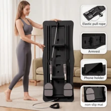 Pilates Board - Pilates Reformer Set, Multi-Purpose Foldable Pilates Reformer Board For Home, 4 In 1 Pilates Sliding Board(Black) - Black - View 3