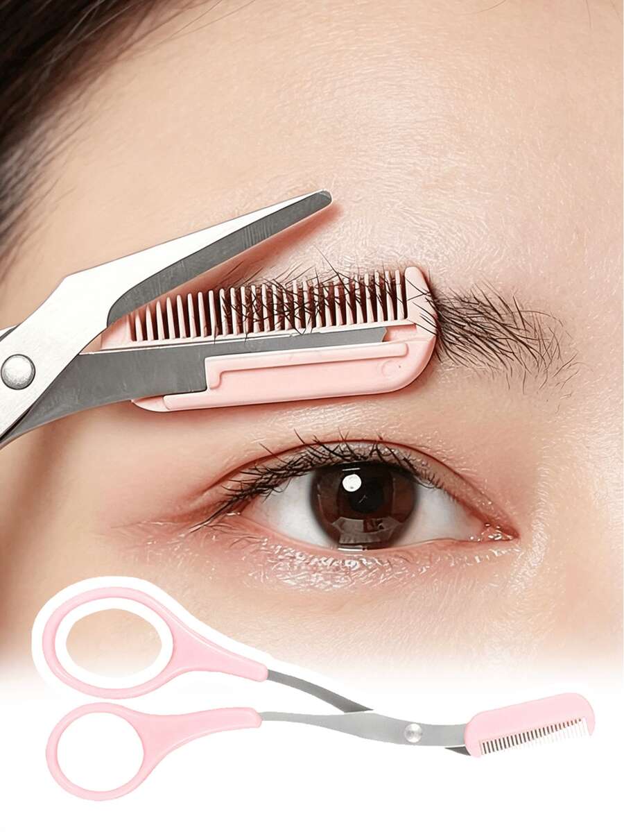 Eyebrow Trimming Scissors With Built-In Brow Comb Design, Precise Eyebrow Shaping Without Skin Pinching, Easily Create Natural Brow Shape, Sharp And Durable, Rust-Resistant, Comfortable Grip And Easy Operation, Suitable For Daily Makeup, Beauty Grooming And Beginner Use, Compact And Portable, Easy To Store, Essential Beauty Tool And Exquisite Gift For Girls, Back To School Season Essential, Teacher Gift, Back To School Season Essential - Multicolor - View 1