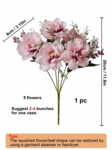 Artificial Peony Flowers, Silk Flowers, Faux Peony Bouquet, Suitable For Farmhouse Home Decor, Bohemian Wedding Table Centerpiece Decoration, Bulk Artificial Plastic Flowers For Vase Decoration - Baby Pink - View 9