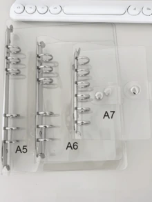 A5/A6/A7 透明活頁夾封面，適用於 A5/A6/A7 活頁夾，6 環裝訂系統，用於整理文件、報告和照片的辦公用品 - 款式隨機 - 查看 2
