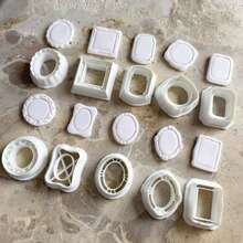 Geometric French Frame Style Soft Clay Mold, High Precision Cutting Mold, Handmade Gift Jewelry Pendant Clay Cutting Tool DIY Creative Decoration Earrings, Brooch, Clay Sculpture Making Mold - White - View 4