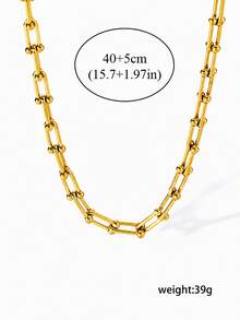 OBOVAY Fashion Casual Round Bead Decor Gold Geometric Chain Necklace, Suitable For Women's Daily Layering Wear - Multicolor - View 9