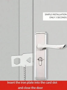 1/2 Reinforced Portable Travel Security Lock, Provides Extra Privacy And Security Protection For Travel And Hotel Stays. This Compact Lock Can Be Used As A Home Security Lock And Travel Lock. 2-Piece Set (1 Lock + 1 Black Bag/1 Door Stopper) - Multicolor - View 4