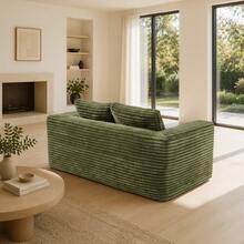 Deep 2-Seater Sofa Without Frame, No Assembly Required, Made Of Foam, Upholstered In Soft Corduroy, Modern Sofa For Small Space Apartment, Bedroom, Office (Grey) - Green - View 7