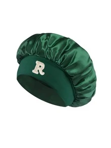 1 pieza Gorro de dormir de satén para mujer con letra personalizada 'A-Z' - Gorro elástico suave para cabello rizado & trenzado, sombrero de playa de verano & accesorio de ropa de dormir - Multicolor - Ver 18