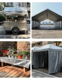 1pc Plastic Woven PE Waterproof Tarp, Outdoor Rain Cover, Waterproof Sunshade Cloth, Material Covering, Camping Protection, Simple Carport, Fence, Dog House, Animal Shelter, Party Backdrop, Random Style - Multiple Styles - View 4
