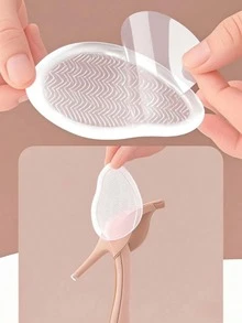 QKC 1雙女款矽膠夏季防滑水波紋前掌墊，吸震、牢固黏附，適用於涼鞋與高跟鞋 - 透明 - 查看 4