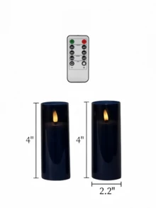 2/3/5pcs Flameless Battery Operated Pillar Candles, LED Gift Set With Remote Control And Timer, 3D Wick, For Home Decor, Wedding, Holiday, Party, Table Centerpiece, Gifting - Dark Blue - View 7