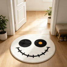 1pc White Scar Mouth Yin Yang Eye Round Rug, Halloween, Thick Rug, Plush Rug, Autumn/Winter Rug, Thickened Rug, Decorative Rug, Bedroom Decor, Small Rug, Rug, Home Decor, Living Room Rug, Living Room Small Rug, Bedroom Rug, Living Room Home Decor, Outdoor Rug, Washable Rug - Multicolor - View 4