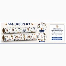 Fantasy Pastoral Cartoon Style 2-Pack Mixed Square Coated Paper Bird & Jungle Animal Print, With House, Paw Print And Positive Text Details, Decorative Gift Wrapping Paper Roll Set, Suitable For Birthday Celebration, All Holidays And Year-Round Gift Box & Bouquet Wrapping - Animal Patterns - View 9