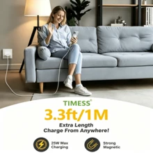TIMESS Peng charger nirkabel portabel Qi2.2 25W, peng charger nirkabel magnetik, produk bersertifikasi Qi2 25W, antarmuka USB, pengisian cepat, desain ringan, kompatibel dengan iPhone 17/16/15/14/13/12 Pro Max Mini, kompatibel dengan iPhone 17 Pro Max - Putih - View 8