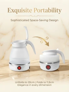 dilidili Portable Foldable Electric Kettle - 600W Power, 0.6L Capacity, Made Of 304 Stainless Steel + Silicone, Automatic Shut-Off Protection, Compact And Lightweight, Suitable For Travel, Home Or Office Use - White - View 8