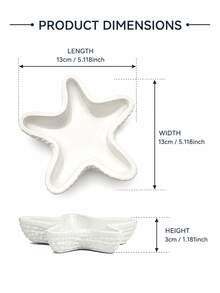 1 pièce Plateau à bijoux en céramique noir & blanc en forme d'étoile de mer, plat de rangement décoratif de style côtier pour bagues, boucles d'oreilles, montres, colliers et écouteurs, décoration moderne pour coiffeuse, table de chevet et salle de bain, convient aux amateurs d'océan & de plage, cadeau de pendaison de crémaillère ou d'anniversaire - Multicolore - Voir 5