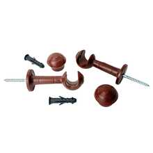 Kit With 6 Simple Curtain Rod Supports Pair With 19mm End - MAHOGANY - View 3