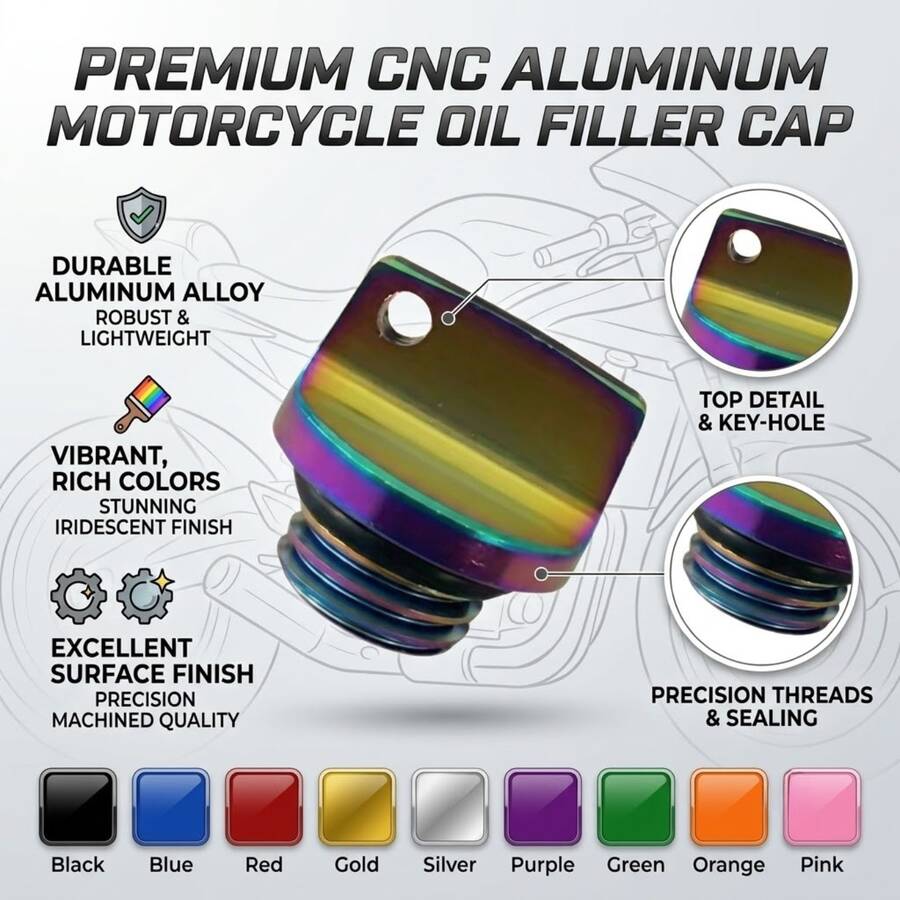 Universal CNC Aluminum Alloy Engine Oil Filler Cap – M20*2.5 Thread Screw Plug, Waterproof Motorcycle Oil Tank Cover & Motor Engine Parts For Suzuki GSX250R, CRF250L & Kawasaki 400 - A - View 1