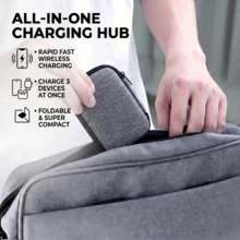 Set Kotak Penyimpanan dan Dudukan Pengisian Cepat Nirkabel Portabel 3-in-1, Solusi Pengorganisasi Meja Pengisian Sinkron Multi-Perangkat, Solusi Penyimpanan Perjalanan Portabel dengan Casing Pelindung EVA untuk Kemudahan Dibawa, Cocok untuk Rumah, Kamar Tidur, Meja Kantor, dan Skenario Penggunaan Perjalanan, Desain Modern Minimalis Meningkatkan Kerapian Meja dan Nuansa Teknologi, Stasiun Pengisian Nirkabel Multifungsi 3-in-1 - Kotak Penyimpanan Charger Nirkabel 3-in-1 - Putih - View 4