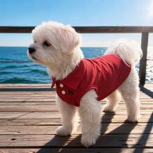 Red Pet Polo Shirt, Breathable Pique Fabric, Suitable For Poodles And Bichons, Soft And Comfortable, Suitable For Outdoor/Beach Spring Summer Autumn - Red - View 6