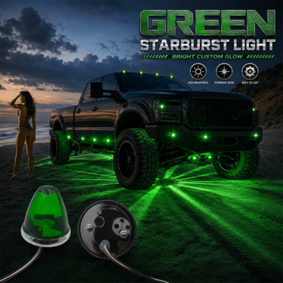[Truck Owner Accessory Kit] 4-Piece Car Warning Light Kit, Green LED Constant Illumination Side Lights