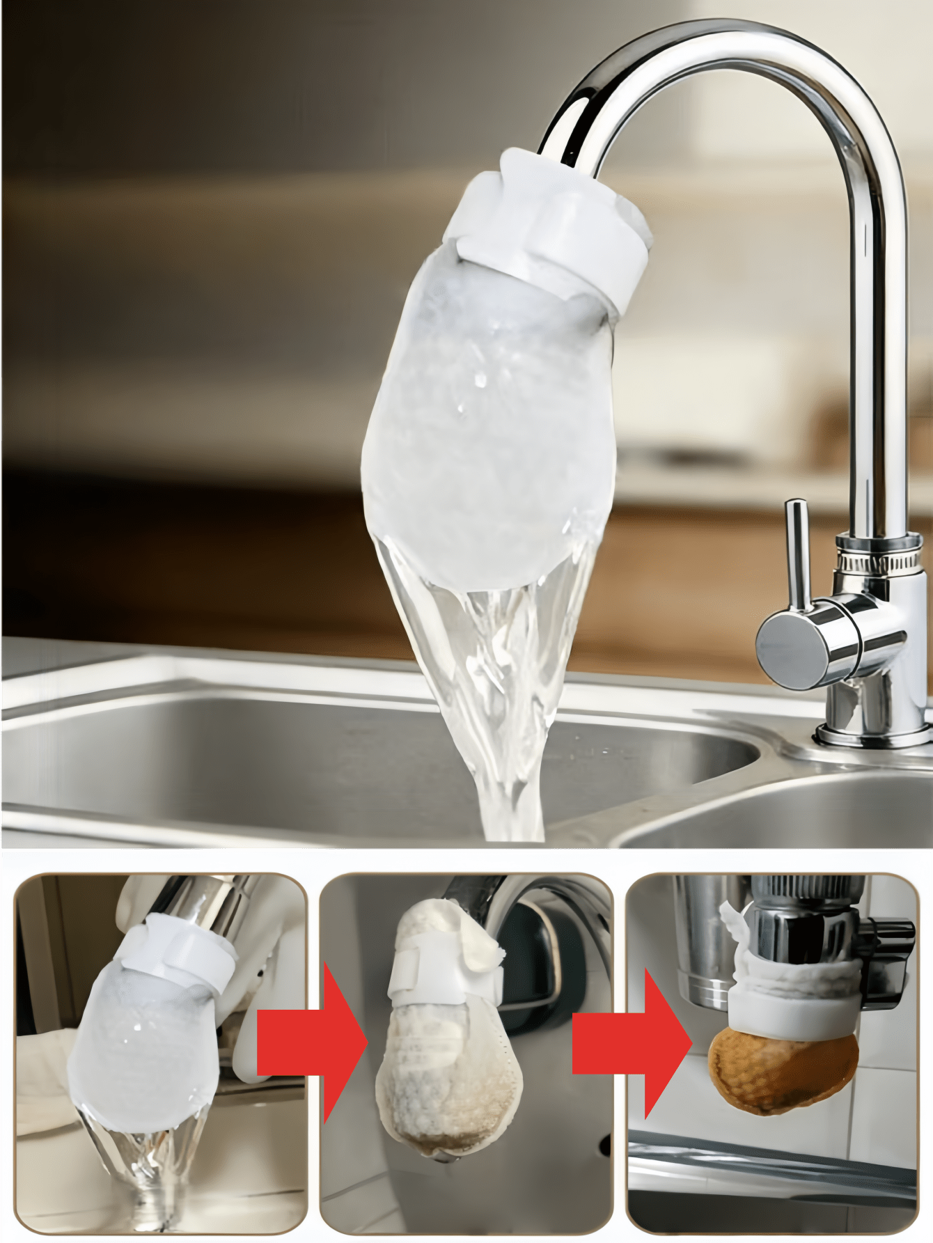 Filter Keran, Filter Kantung Kapas, Filter Kain Non-Anyaman Anti-Percikan untuk Air Keran, Air Sumur, Air Mata Air, Semen, Pasir, Karat, Kerak, dan Kotoran, Filter Universal, Dapat Dilepas dan Dicuci, Praktis dan Cepat - View 2