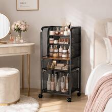 Makeup Storage Box & Cabinet, Large Capacity Cosmetics Organizer For Perfume Makeup Brushes Tools, Vanity Storage Rack – Black - View 5