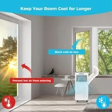 Zipper-Style Window Seal For Portable Air Conditioners, Available In A Variety Of Sizes. Suitable For Window Sealing Kits For Portable Air Conditioners And Clothes Dryers. Universal Window Seal Strip Compatible With Various Portable Air Conditioners. - White - View 9