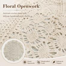 Bubaba Vintage Polka Dot Crochet Lace Round Table Mat, 60cm/40cm Handmade Hollow Lace Tablecloth With Scalloped Edge, Farmhouse Style Decorative Centerpiece For Coffee Table, Dining Table, Vanity - Beige - View 5
