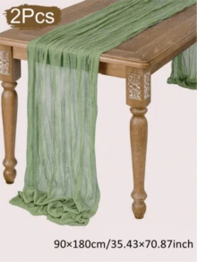 Green-Gray/Orange Pleated Tulle Table Runners, Multi-Purpose Table Center Decorations For Kitchen & Banquet Tables, All-In-One Decor Accessories For Wedding Receptions, Bridal Showers, Birthdays, Back To School Activities, Halloween, Christmas - 90*180cm - View 10