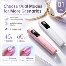 GANLAIX 便攜式美甲烘乾燈與美甲燈，可充電式 UV LED 凝膠美甲固化燈，180mAh 迷你凝膠指甲油烘乾機，緊湊美甲用品，簡單一鍵式美甲工具，旅行禮物 - 彩色 - 查看 3