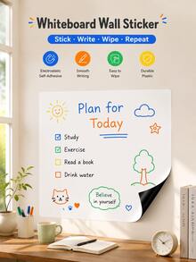 1 Roll Self-Adhesive Whiteboard Wall Sticker, Plastic Message Board, Suitable For Painting/Office/Home Decor, Ideal For Home, School, Office Large Wall Decoration, Durable Plastic Material - Multicolor - View 4