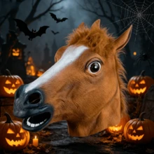 1PC Tall Bald Head Cap, Bald Skin, Halloween Costume Party Prop, Horse Head Mask, Novelty Funny Alien PU Head Cover (Horse Head Mask, As These Products Are Handmade, Each One Is Slightly Different, But They Are Generally The Same. Randomly Shipped) - Multicolor - View 3