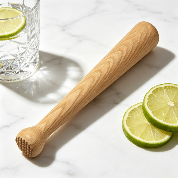 20 Cm Long Cocktail Muddler Made Of Beechwood, Ergonomically Shaped Wooden Muddler, Suitable For Vanilla, Fruit And Cocktails