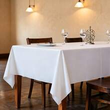 1pc Solid Color Tablecloth, Suitable For Wedding Banquet Party Decoration, Velvet Polyester Tablecloth, Applicable For Meetings, Events, Indoor/Outdoor Dining, Restaurants, Birthday Decoration - White - View 8