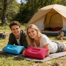 UNIQUEFORYOU 2pcs Inflatable Travel Pillows, Portable Ultra-Light Inflatable Camping Pillows With Neck And Waist Support, Washable Inflatable Pillows, Suitable For Airplane, Car, Office Nap, Hiking, Backpacking, Multi-Functional Travel Pillows. - 2pcs - View 6